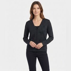 LIZ CLAIBORNE Emma James Beaded Cardi Medium